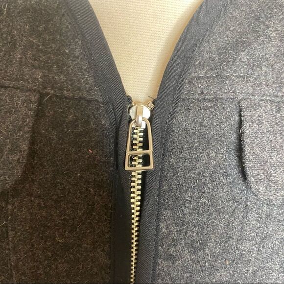 Vintage 90s Gap Vest Gray Wool Sleeveless Zip Front - Picture 6 of 7